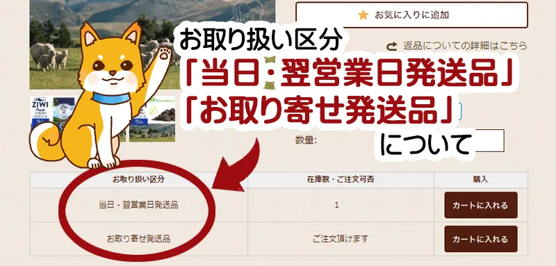 お取り扱い区分の選択