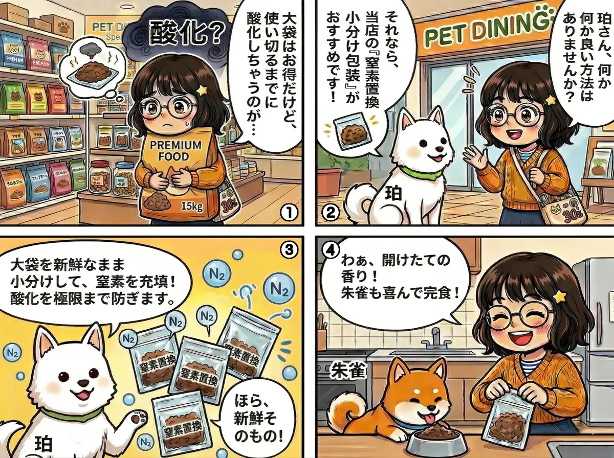 窒素置換小分け包装なら大袋フードでも安心